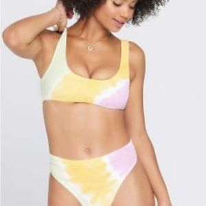 L*Space Diagonal Sunburst Lizzie Bikini Top XL